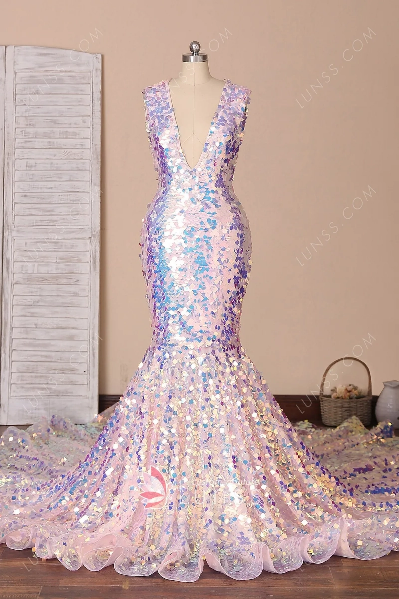 iridescent sequin prom dress iridescent sequin prom dress with long train
