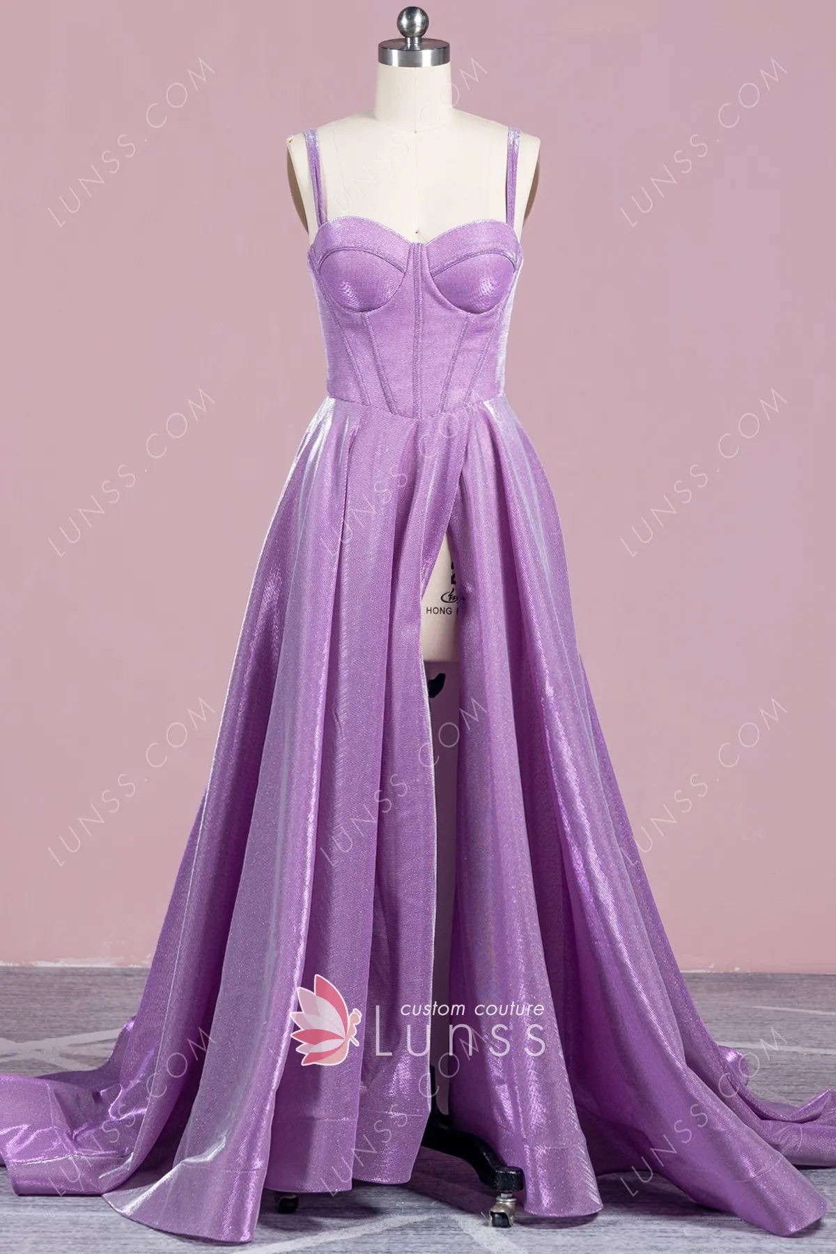 shiny purple lurex prom dress shiny metallic purple lurex prom dress