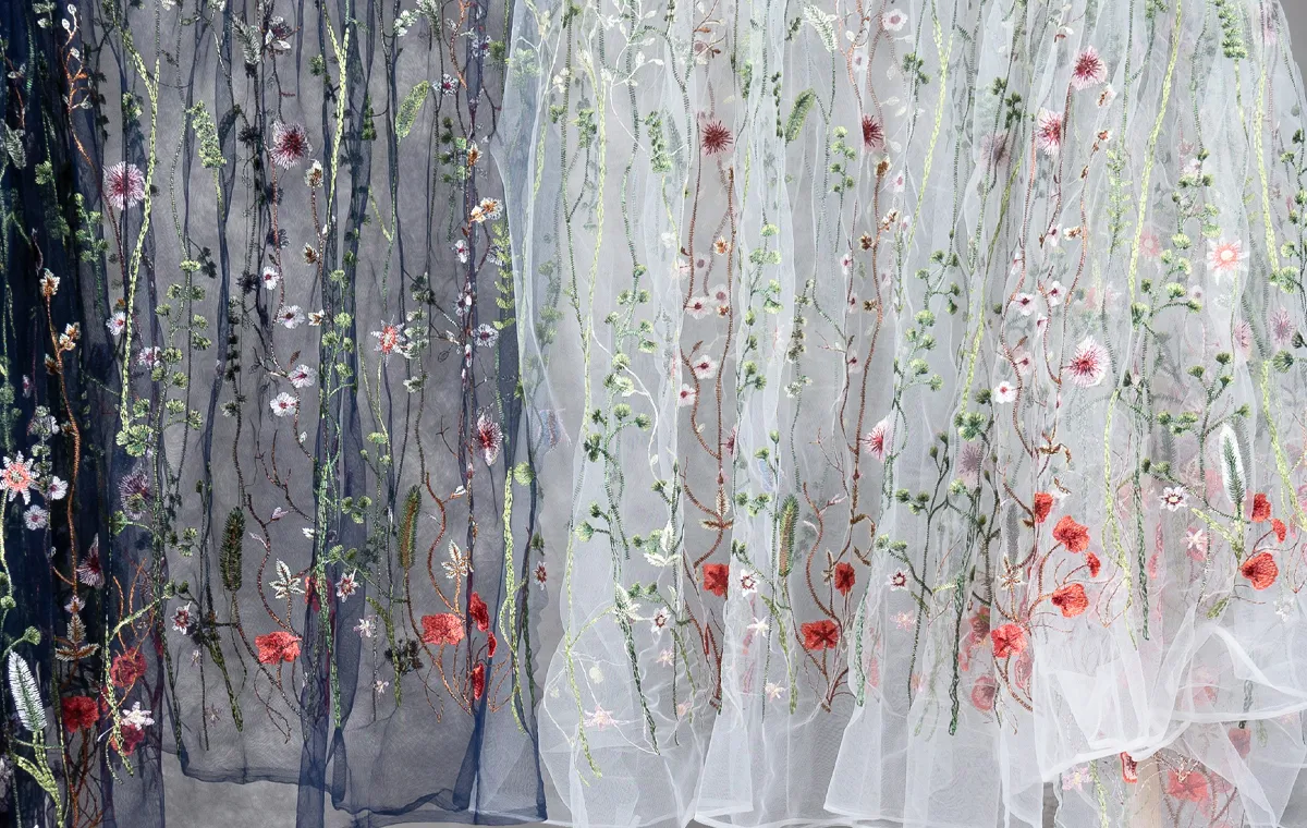 feminine floral embroidery mesh fabrics
