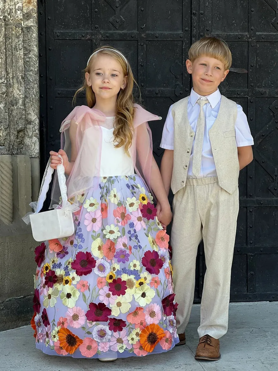 3D lace colorful flower girl dress 3D lace colorful flower girl dress
