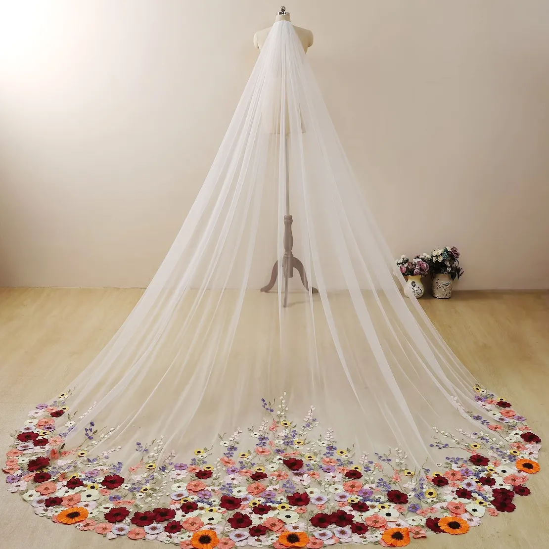 colorful 3D flower veil colorful 3D flower veil