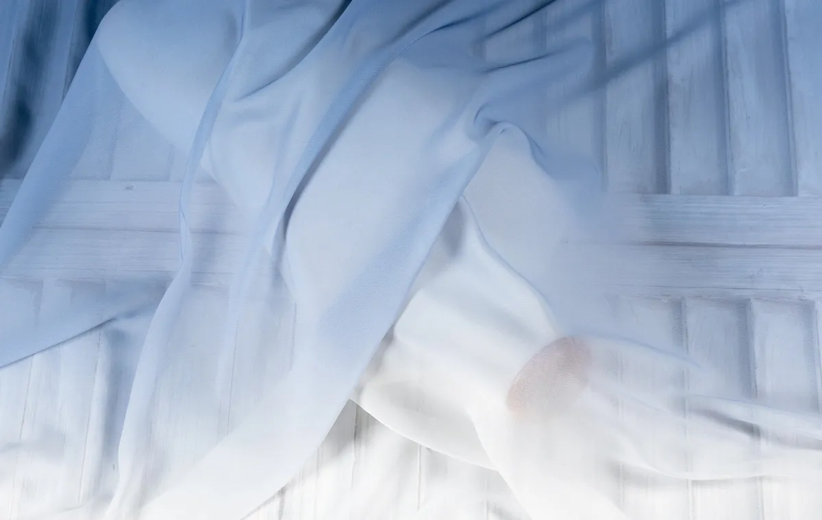 navy and cream ombre chiffon
