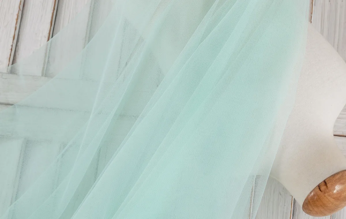 mint hexagonal mesh soft tulle fabric