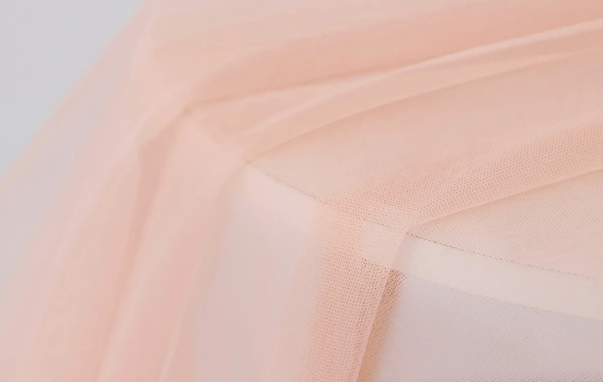 peach hexagonal mesh soft tulle fabric