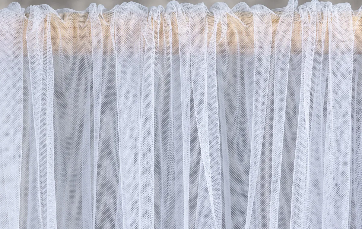 white hexagonal mesh soft tulle fabric