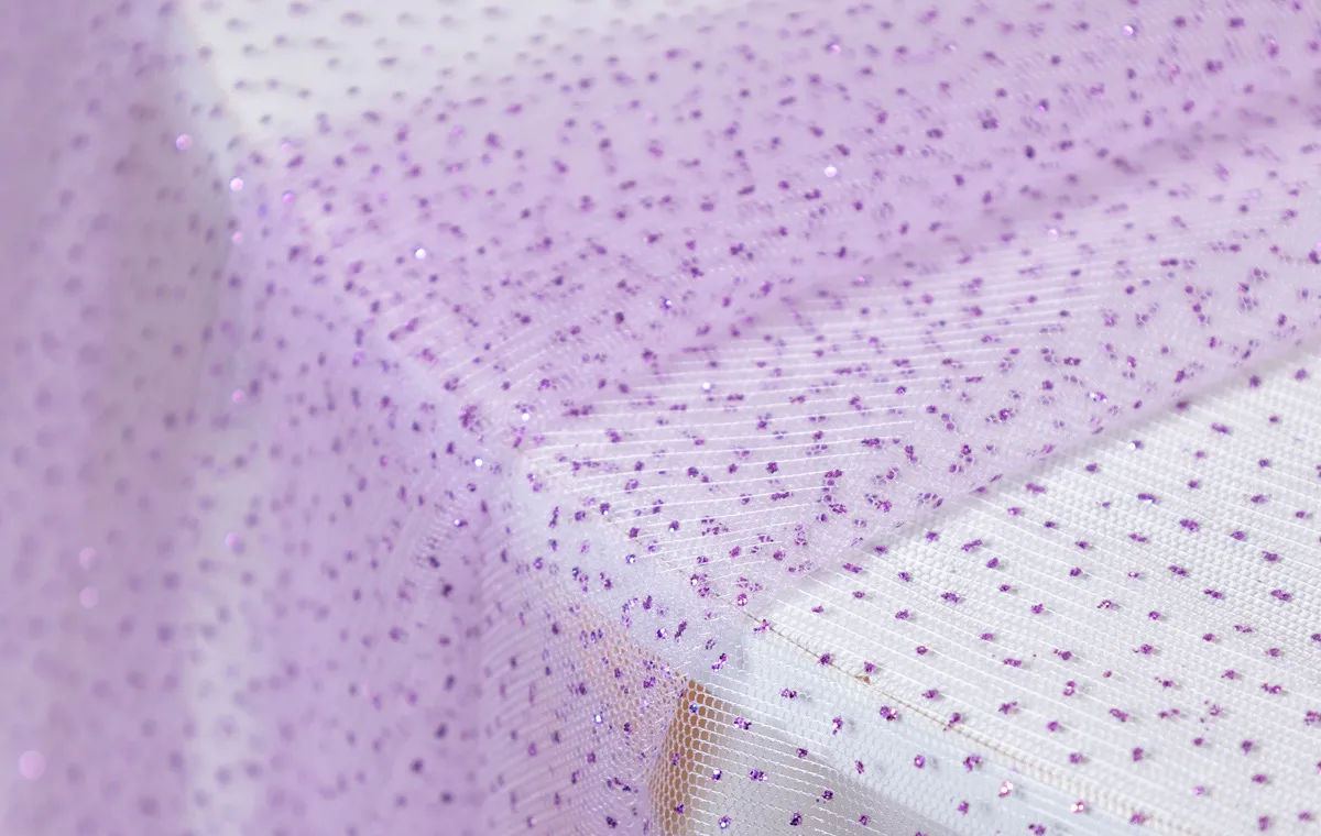 lilac fine glitters glued soft tulle