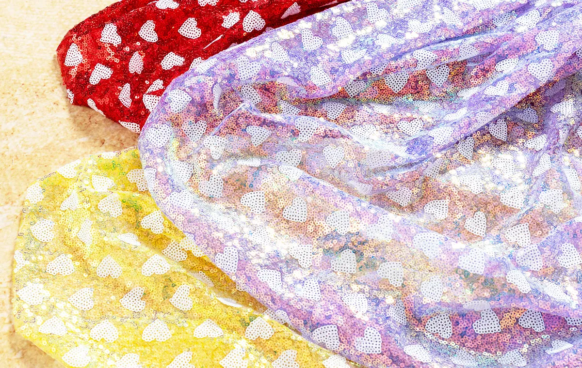 heart pattern sequin fabrics