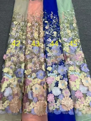 colorful 3d flower embroidery lace fabric color chart
