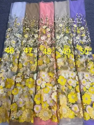 colorful 3d flower embroidery lace fabric color chart