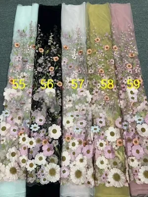 colorful 3d flower embroidery lace fabric color chart