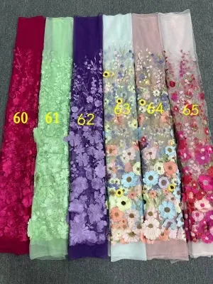 colorful 3d flower embroidery lace fabric color chart