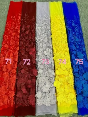 colorful 3d flower embroidery lace fabric color chart