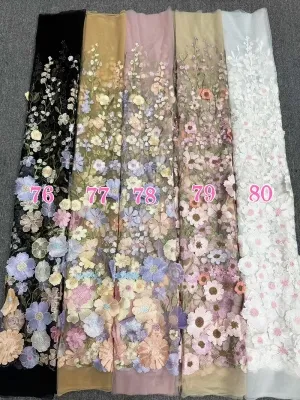 colorful 3d flower embroidery lace fabric color chart