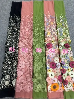 colorful 3d flower embroidery lace fabric color chart