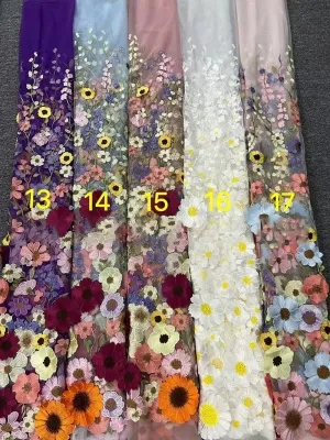 colorful 3d flower embroidery lace fabric color chart