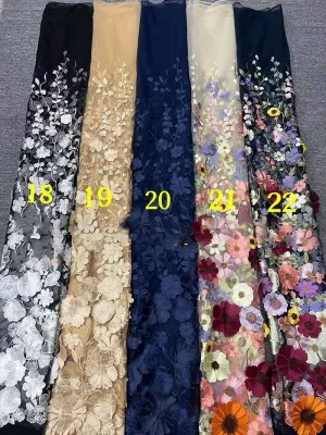 colorful 3d flower embroidery lace fabric color chart