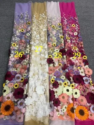colorful 3d flower embroidery lace fabric color chart