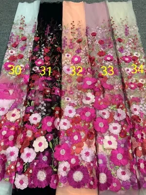 colorful 3d flower embroidery lace fabric color chart