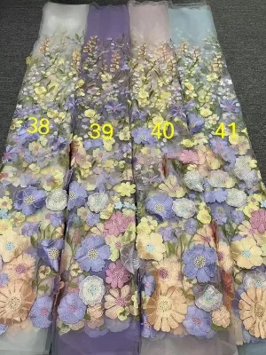 colorful 3d flower embroidery lace fabric color chart