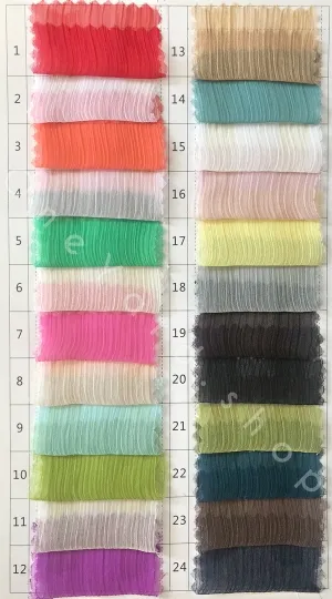 crinkle chiffon crepe fabric color chart