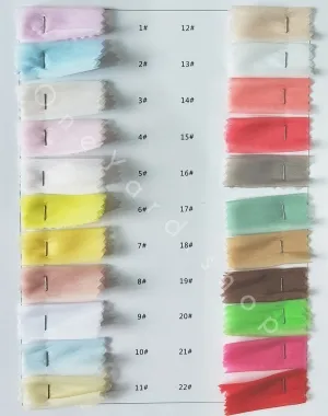 glossy and smooth chiffon organza color chart