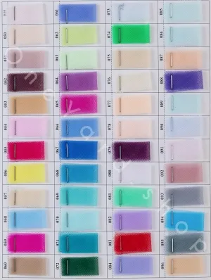 medium hardness tulle fabric color chart
