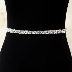 glamorous rhinestones and pearls white satin bridal belt