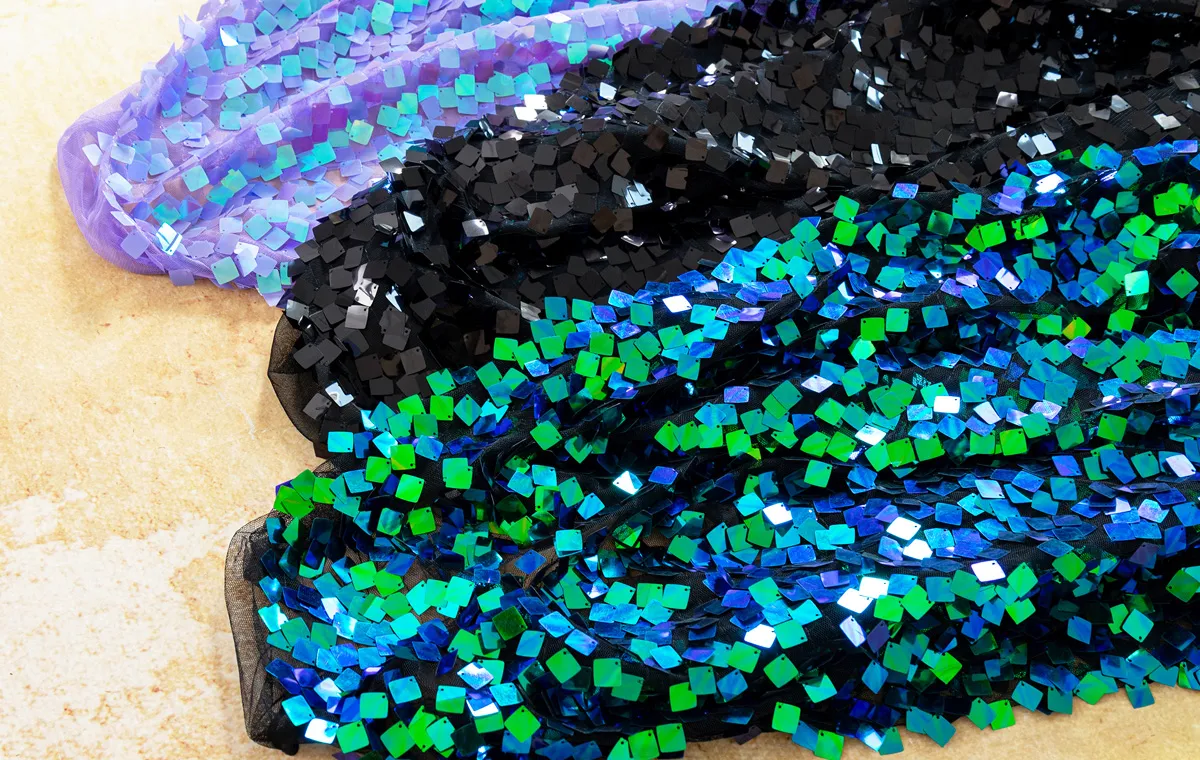 rhombus iridescent sequin fabrics
