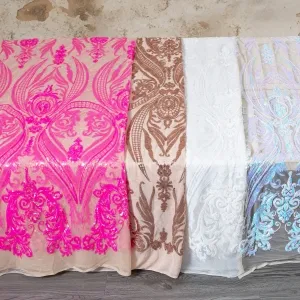 opulent sequin embroidered mesh with abstract patterns