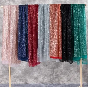 metallic sequin glued glitter fabric for sparkly dresses