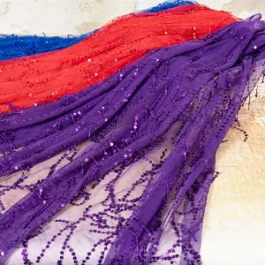 sparkly lightweight sequin tassels on tulle fabric