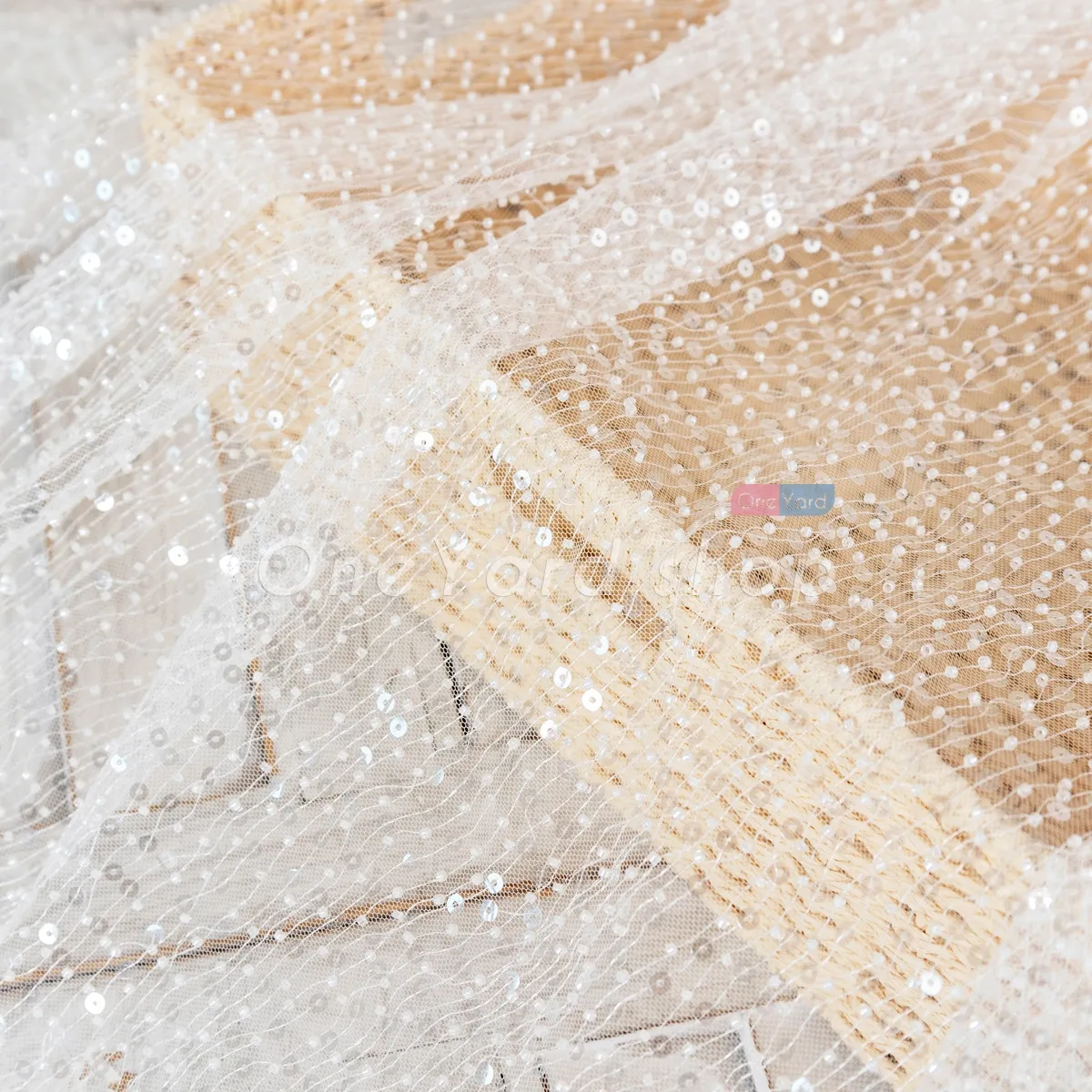 luxury sequinned beaded wave pattern sparkle fabric