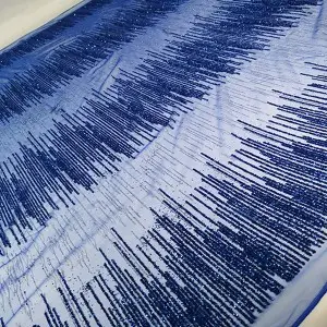 blue light stripe sequin glued mesh fabric