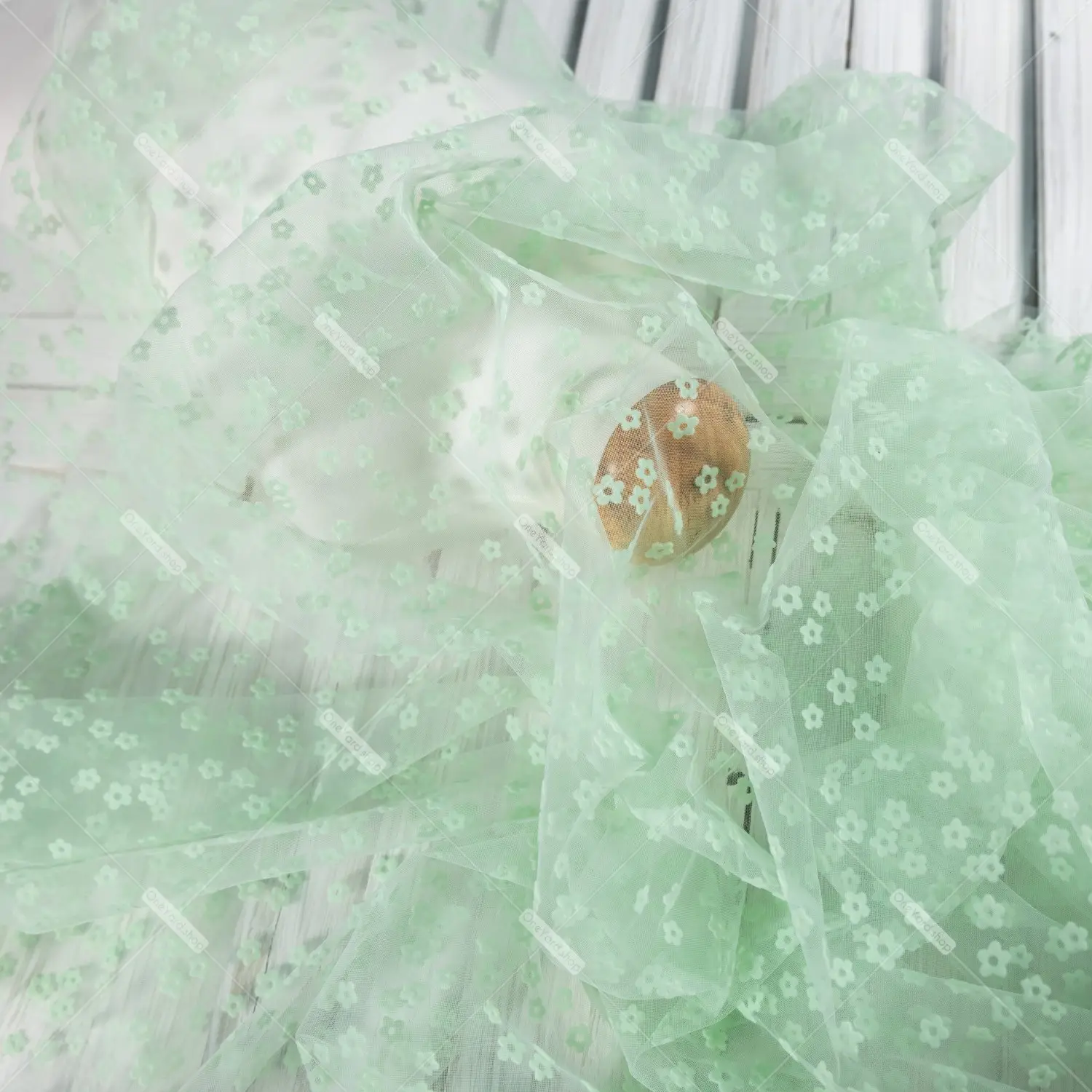 Cinquefoil Flowers Netting Mesh Fabric by the Yard OneYard