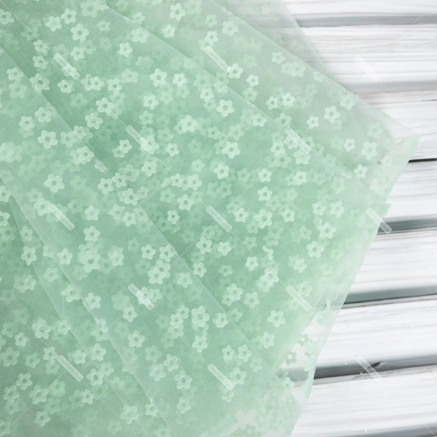 Cinquefoil Flowers Netting Mesh Fabric by the Yard OneYard