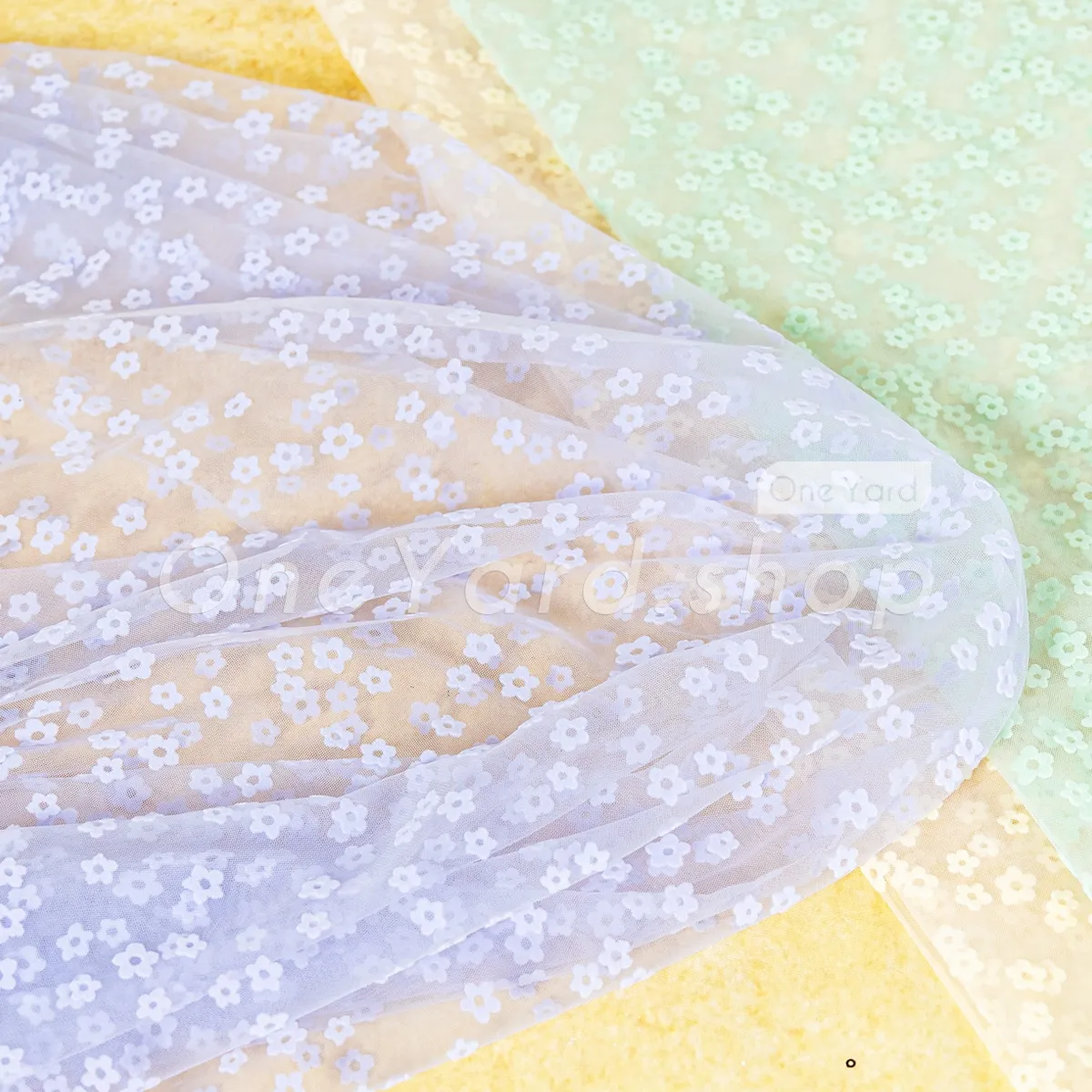 tiny cinquefoil flocked tulle mesh tiny cinquefoil flocked tulle mesh