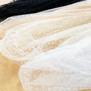 romantic flocked heart soft chinlon tulle fabric