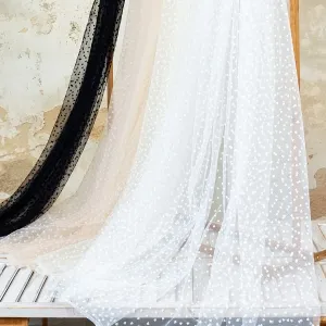 sweet heart flocked lightweight tulle fabric