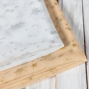 glitter stars glued mesh tulle
