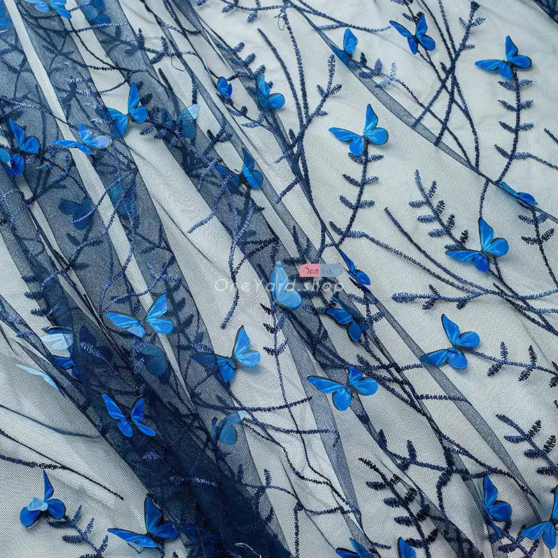 Romantic 3D Embroidery Butterfly Soft Mesh Fabric OneYard