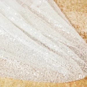 sparkly transparent sequins beads mixed over mesh glitter fabric