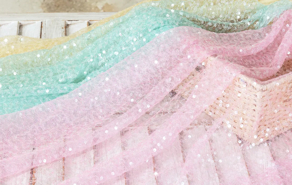 sequinned double layer mesh fabrics