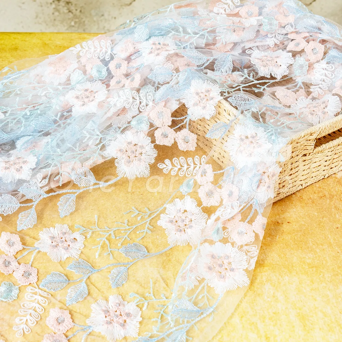 pastel blue blush floral lace fabric pastel blue blush floral lace fabric