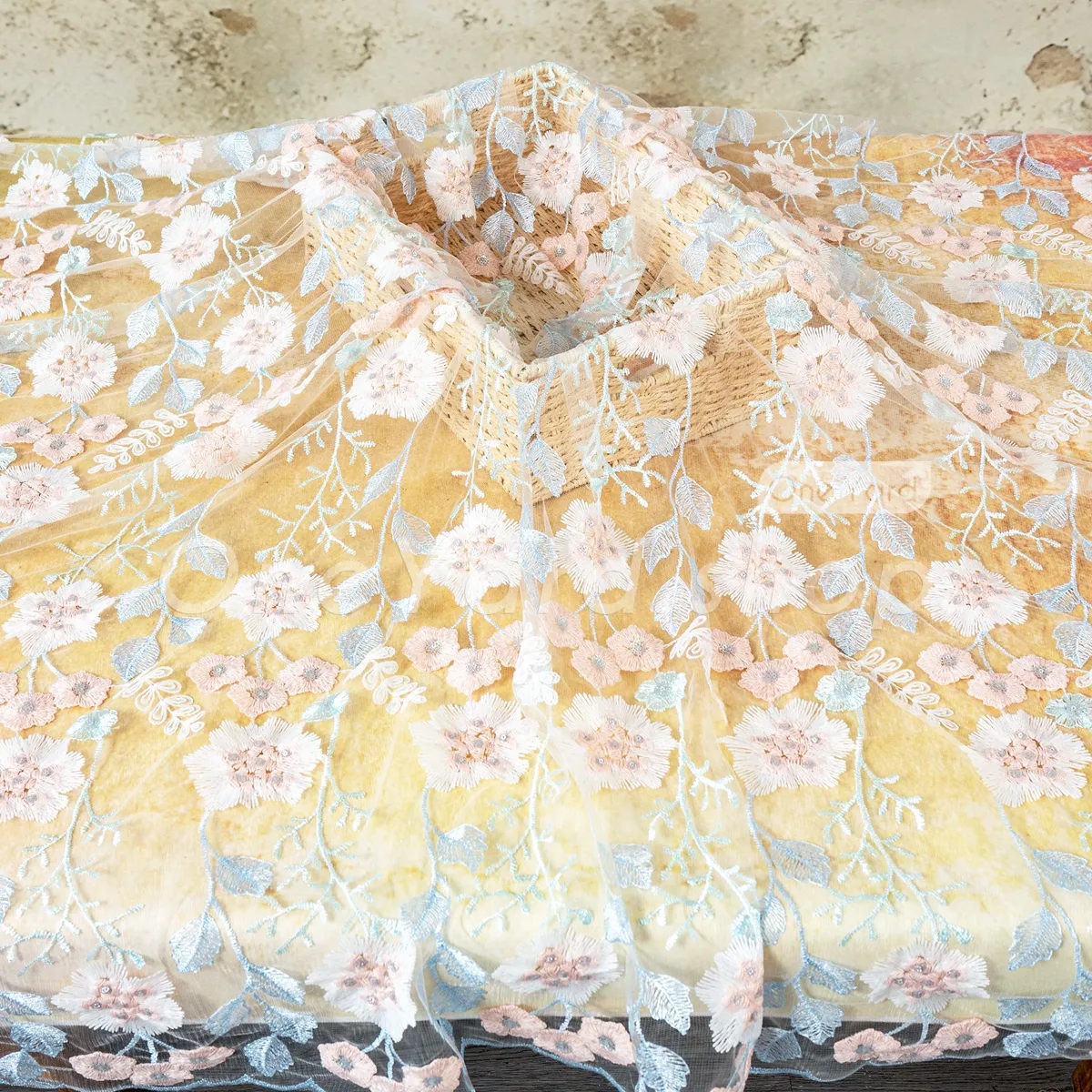 soft pastel blue vines and leaves with blush pink flowers soft pastel blue vines and leaves with blush pink flowers