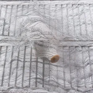 sparkly water wave pattern glitter powder glued mesh fabric for sale by the yard