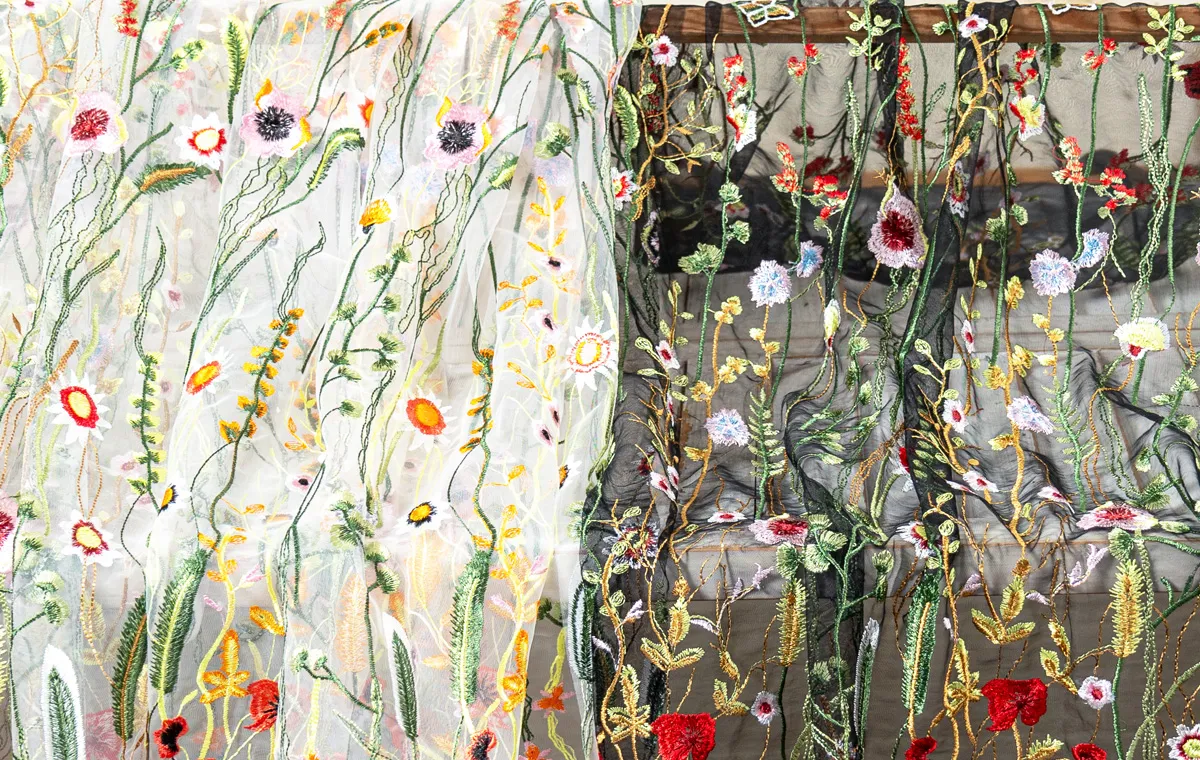 fairytale floral water plant embroidery fabrics