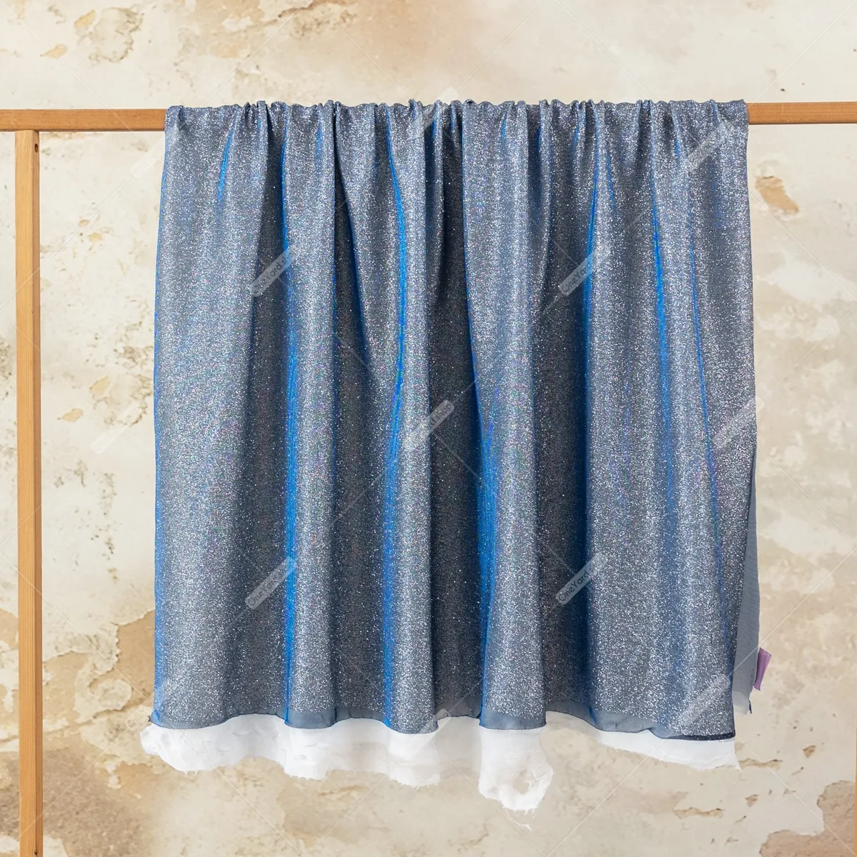 royal blue iridescent navy metallic 2 way stretch fabric