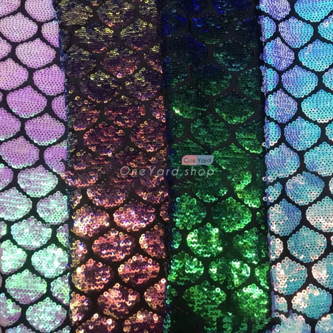 Iridescent Mermaid Scales Sequin Fabric by the Yard OneYard