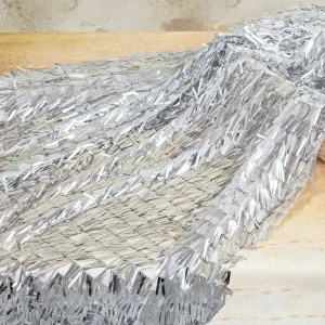 glistening silver sword shape sequin material for bags