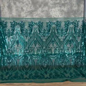emerald geometric pattern sequin fabric